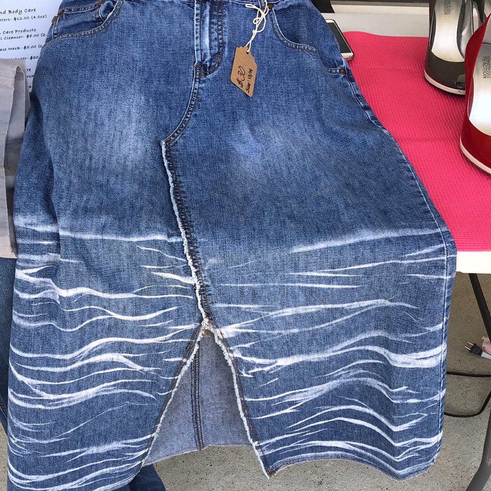 Tye Dye Denim Maxi Skirt